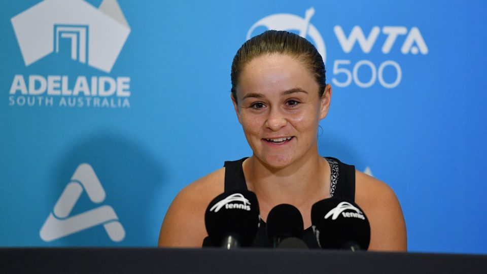 Ash Barty speaks to the media at the Adelaide International.