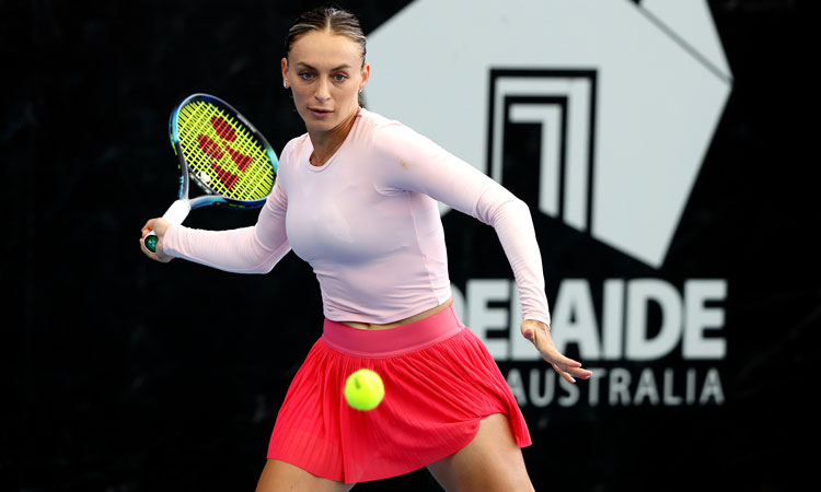 Ana Bogdan claims a first-round win at Adelaide International 2024.