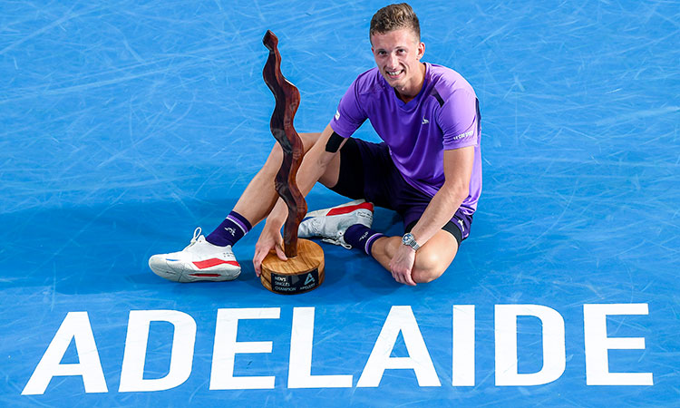 Jiri Lehecka claims his maiden ATP singles title at the Adelaide International.