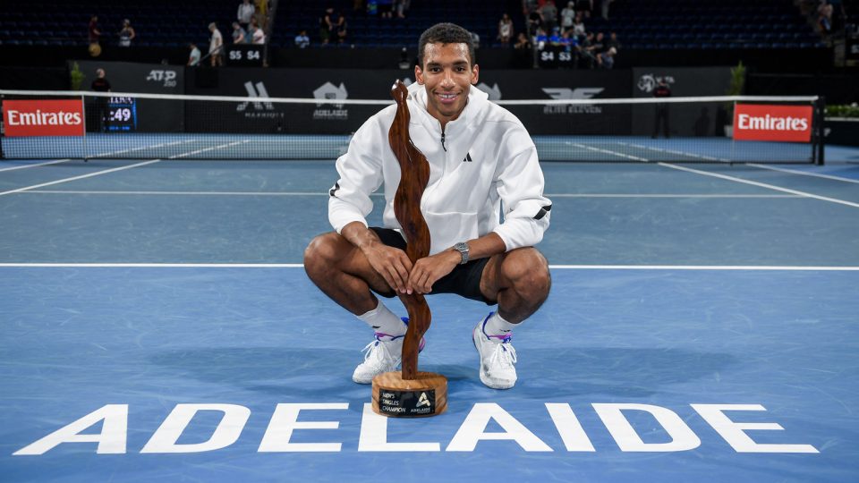 Felix Auger-Aliassime wins his sixth career title at the Adelaide International.