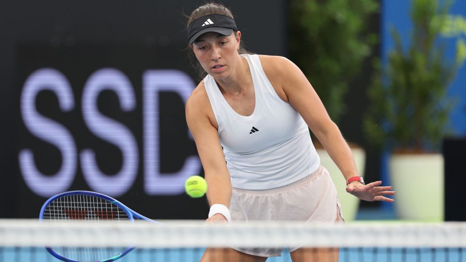 Jessica Pegula practices ahead of Adelaide International 2025; Tennis Australia