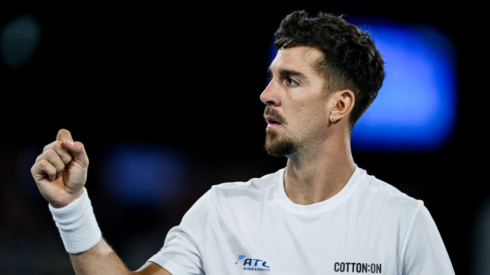 Thanasi Kokkinakis advances to the Adelaide International quarterfinals.